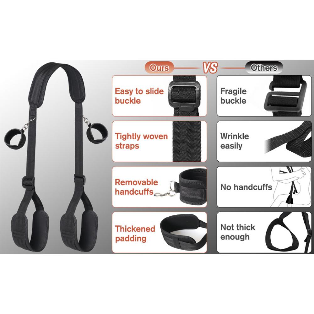 Adult Bondage Restraint Kit with Adjustable Leg Straps, Removable Handcuffs, Sponge Pads, Nylon Straps for Couples Role Play