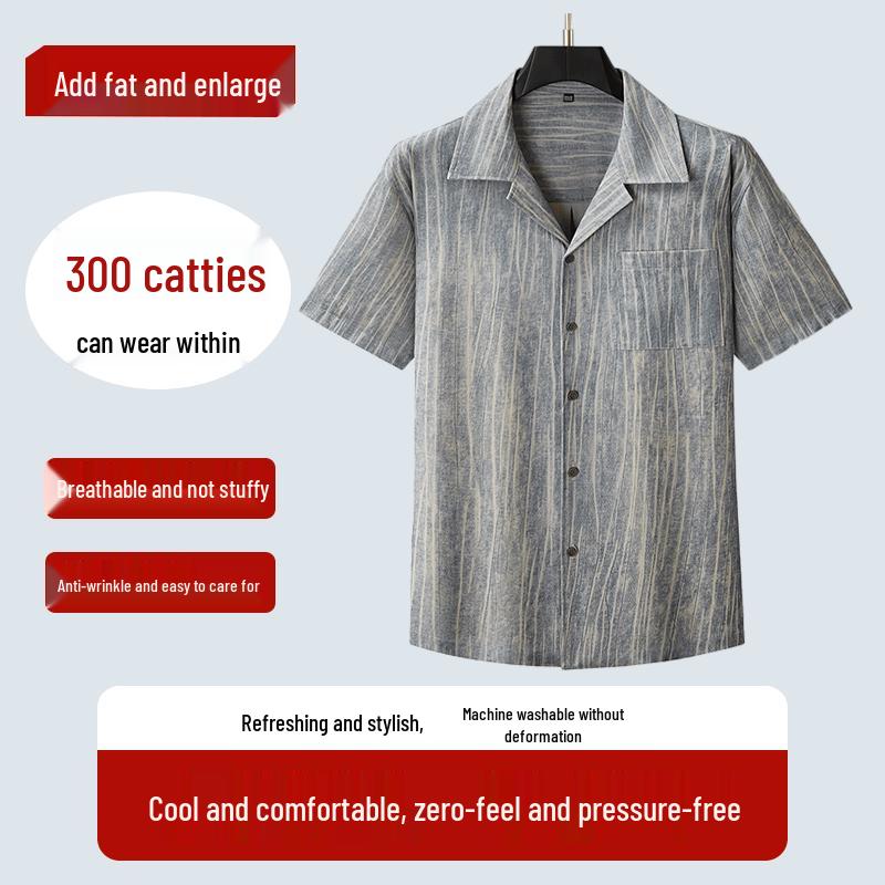 Dibenze Men s Plus Size Striped Short Sleeve Shirt XL