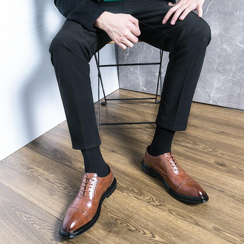 Modă Nou Negru Bărbați Pantofi Derby Maro Vârf Rotund Cu Șireturi Petrecere Pantofi Formali pentru Bărbați Piele PU Mărime 38-46 Pantofi de Gală pentru Bărbați