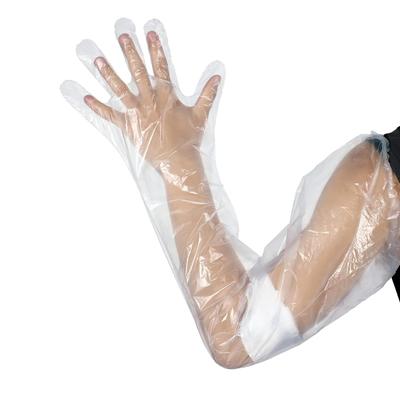 Einweg-Pflegehandschuhe, lang, 100 Stück, PE-Polyethylen, ganzarmig, lang, durchsichtig, mit Gummi, um Stürze zu verhindern, verwendet für die Armabdeckung aus Kunststoff für die Dusche zu Hause