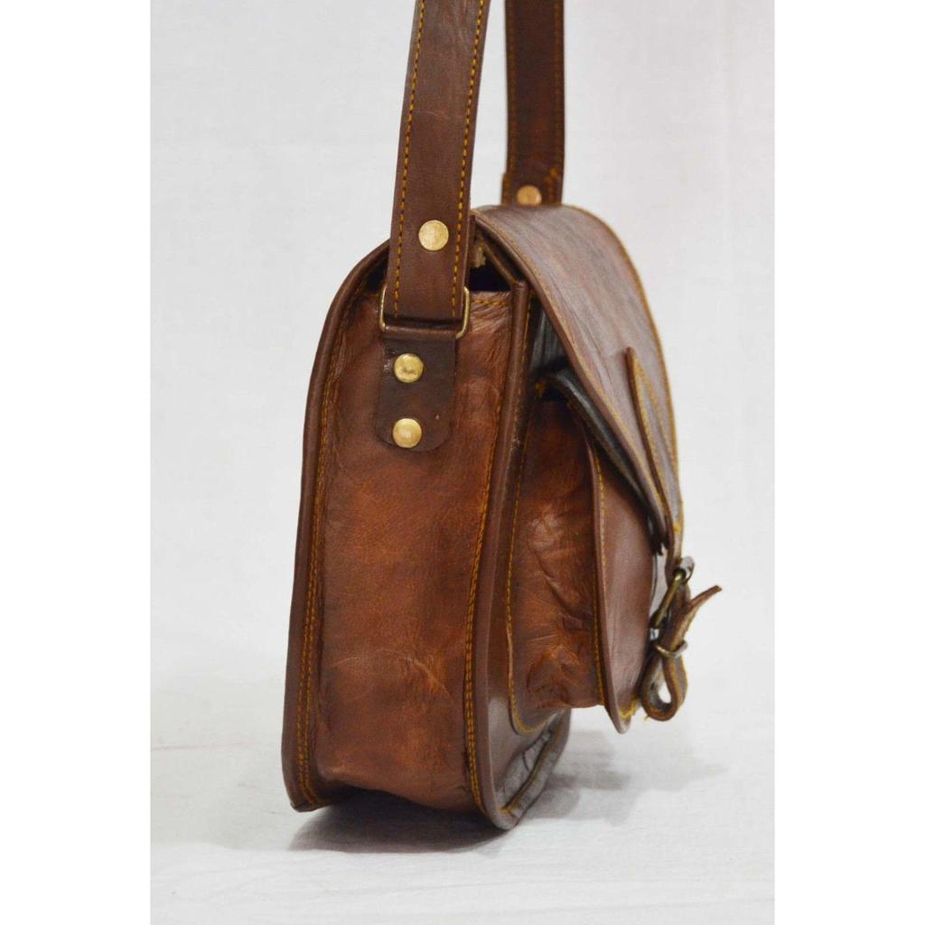 Nouă geantă Messenger din piele maro autentică, de epocă