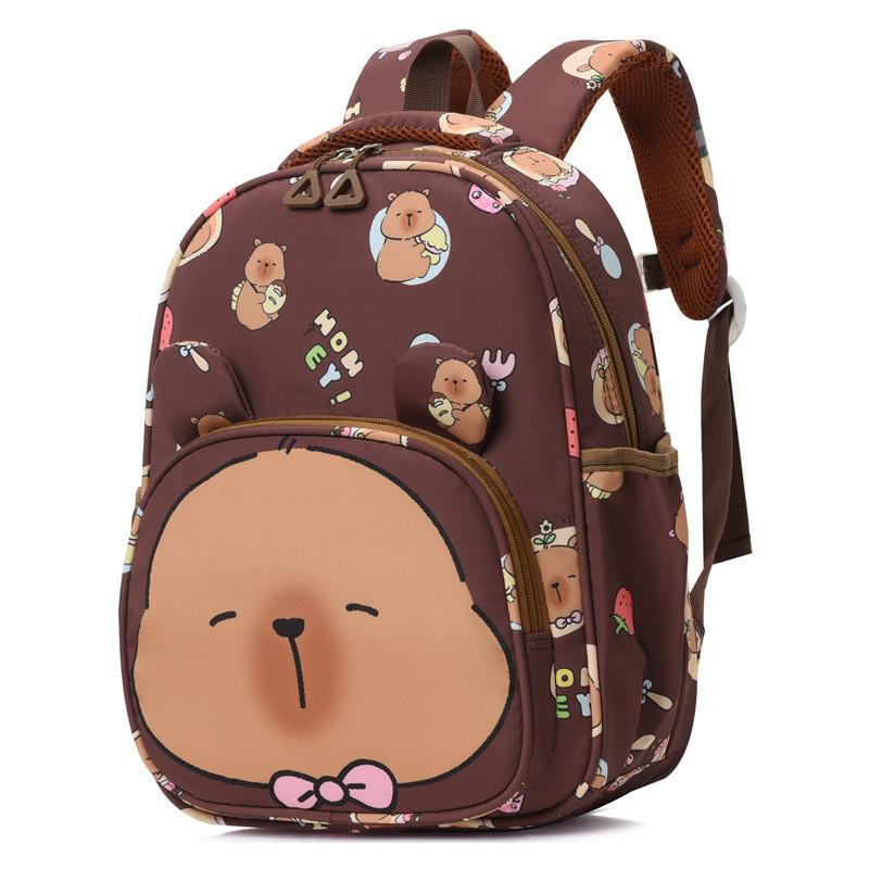 

School Capybara Adorable Backpack For Kids Spacious And Lightweight With Design Breathable коричневый