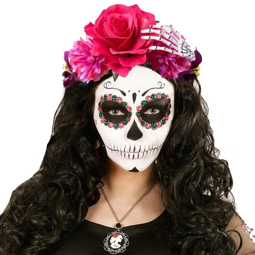 Czaszka Halloweenowa Opaska na Głowę Duch Pazur Kwiatowa Obręcz do Włosów Fajny Różany Wianek Dziewczynka