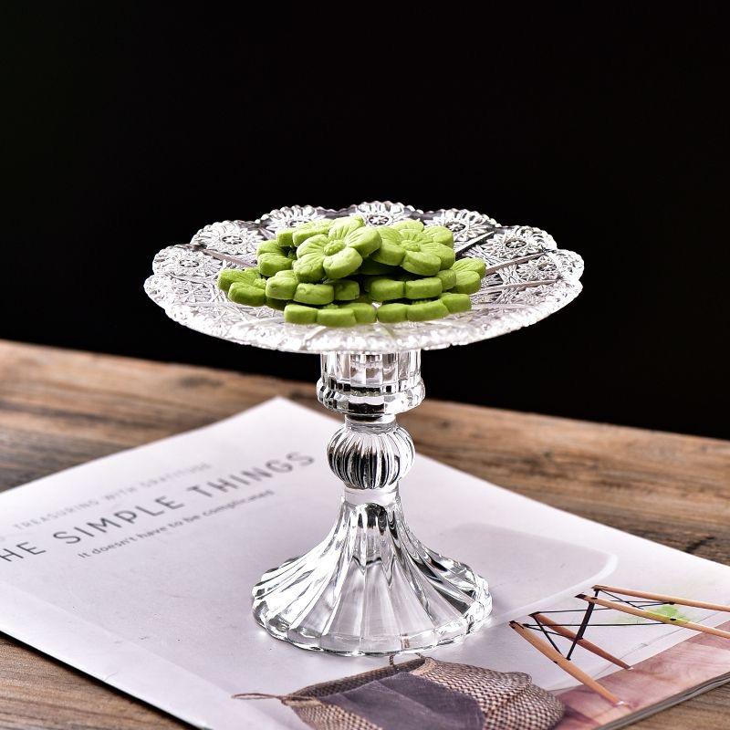 Europeisk Lett Luksus Krystallglass Kakestativ Fruktfat Snacksbrett Dessert Holder for Bryllup Høyfotet Cupcake Utstilling