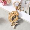 Keychain Pendant Rhinestones Inlaid Mother Child Dolphin Design Key Chain with Anti-Oxidation Lobster Clasp Decorative Backpack Accessory