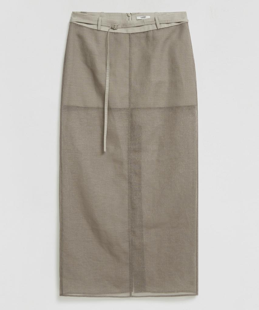 El Mood Woman Sheer Layered Skirt Linen Beige