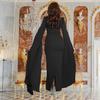 Cross-Border Elegant Women's Dress with Back Slit, Cape Sleeves, and Rhinestone Details