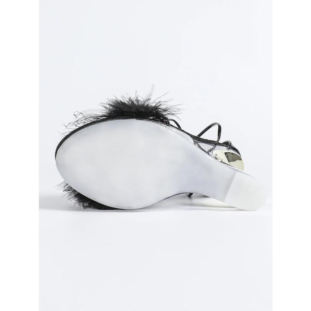 2026 New Special-shaped Wedding Sexy Transparent Thick Heel Crystal Square Head Sandals Cross Strap, Suede, Red, Pink LFD-9930-9