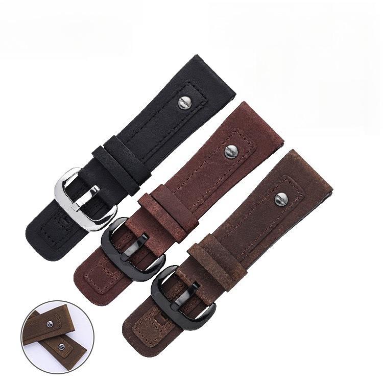 Applicable To The First Layer Of Leather Watch On Friday, Suitable For 28Mm/Retro Suede Brown M2/M1.