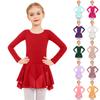 Girls' Solid Color Long-sleeved Tulle Bodysuit Dance Costume