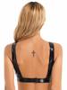 Women's PVC Leather Wide Shoulder Shelf Bra Top Underwired Push Up Bralette Lingerie Clubwear