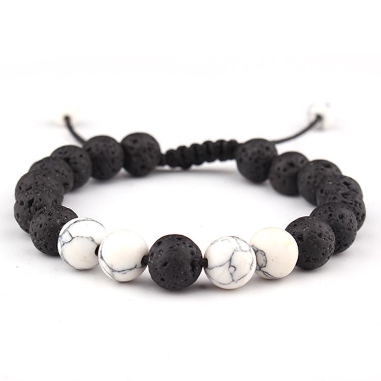 Energy Volcanic Stone Yoga Bracelet - 8mm Natural Woven Beads