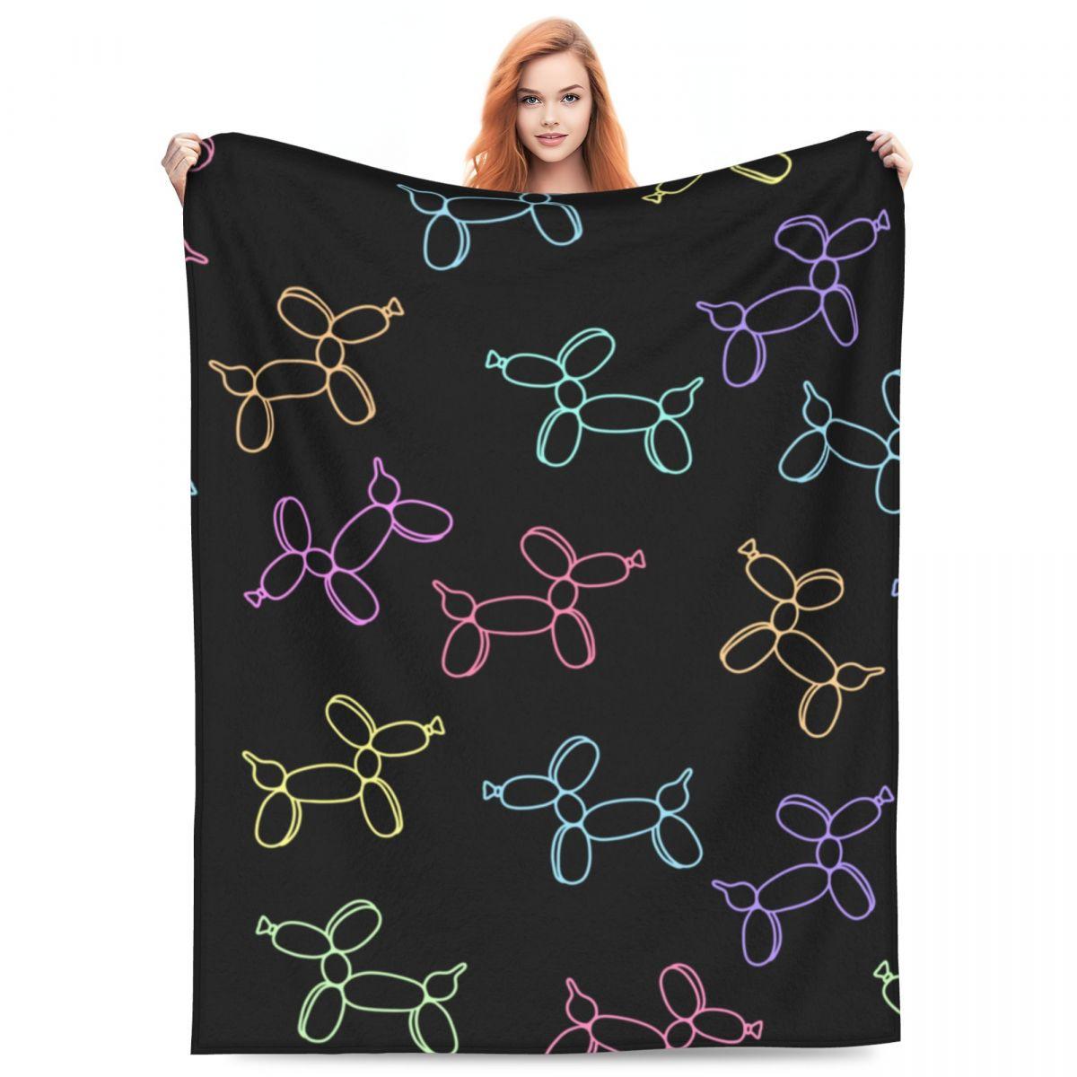 

Colorful Balloon Dogs Flannel Blanket Quality Super Soft Bright Throw Blanket Autumn Travelling Couch Bed Graphic Bedspread 30x40in