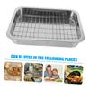 GRIRIW Stainless Steel Baking Tray with Rack, Oven Tray Set, Rectangular Kitchen Pan, Multifunctional Ovenware for Toaster, Baking, and Serving