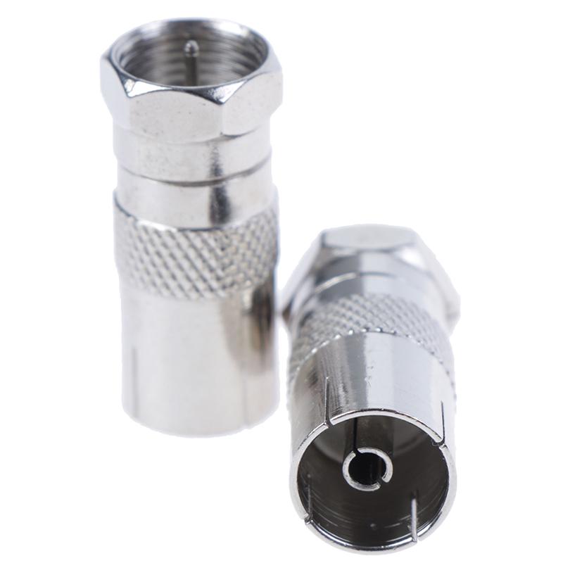 2 Pcs F Type Male Plug Connector Socket To Rf Coax Tv Aerial Female Rf Adapters