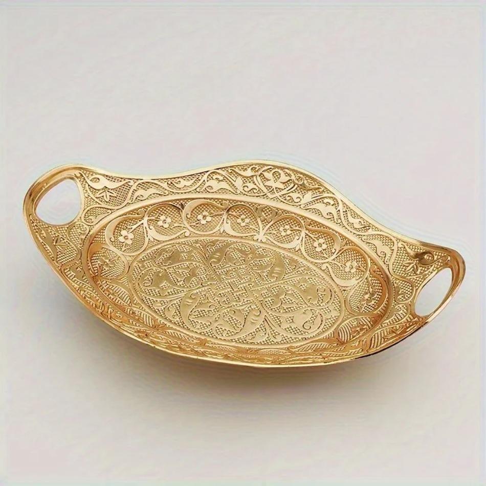 1 Pcs New European Metal Dish of Golden Fruit Bowl Hotel Service Kitchenware Dinnerware Use Trays Metal Swan Candy Fruit Plate