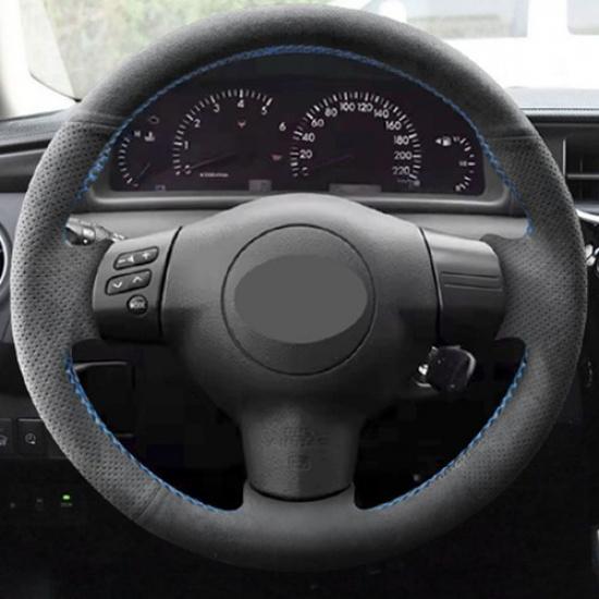 For Toyota Corolla Caldina  RAV4 Suede Sewing Steering Wheel Leather Cover