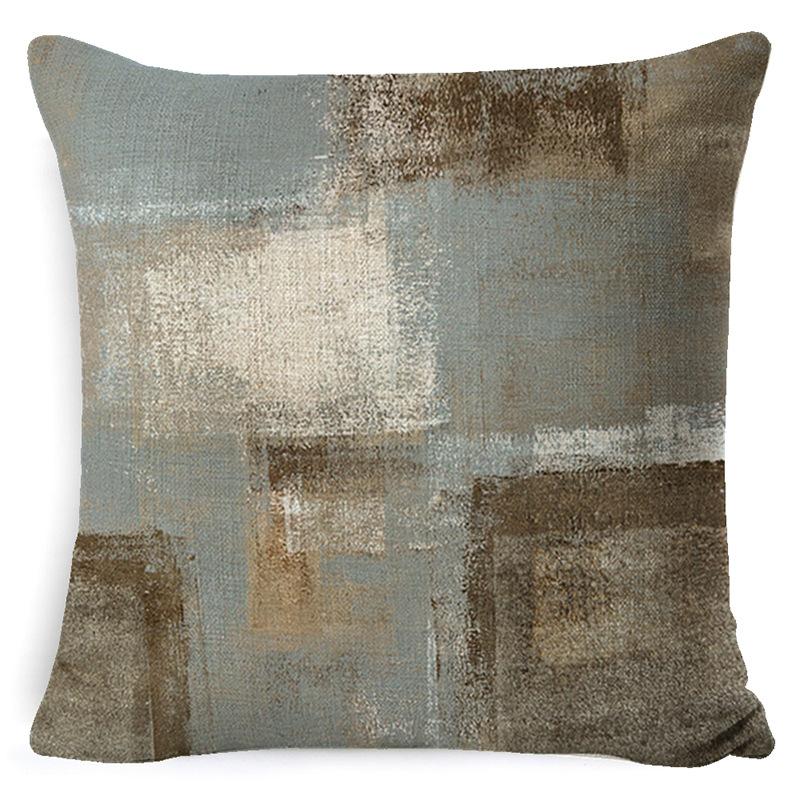 Heimdeko Kissen Kissenbezug Neu Türkis und Orange Abstrakte Kunst Malerei Wurfkissenbezug