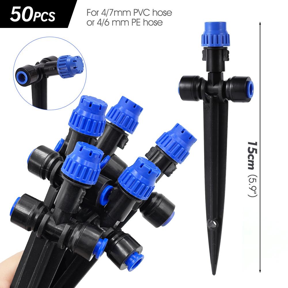 8-holes Drippers with Garden Irrigation Watering Supplies Stake 180° Bend Adjustable Sprinklers Quick Insert Slip Lock Sprayer