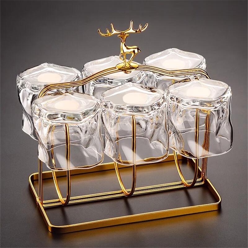 Twisted Glass Tumbler Set with Elk Holder