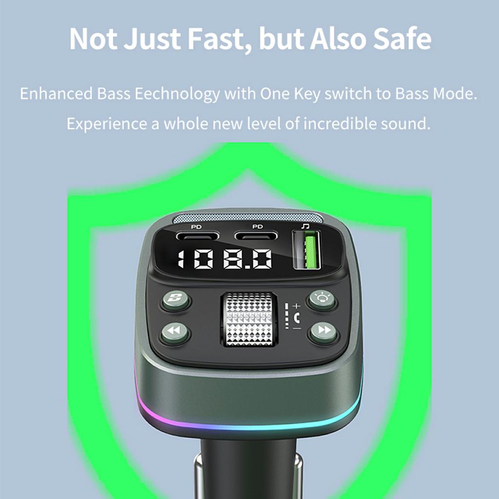 GZ08 Car BT MP3 Player with Car Charger Fast Charging Digital Display Voltage Lossless Audio Quality