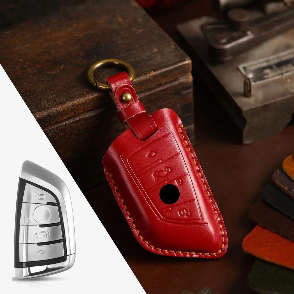 Car Key Case Cover Leather Accessories Keychain Fob Protector for Bmw Series 1 F15 F16 F20 F48 G20 G30 X1 X3 X4 X5 X6 Keyring