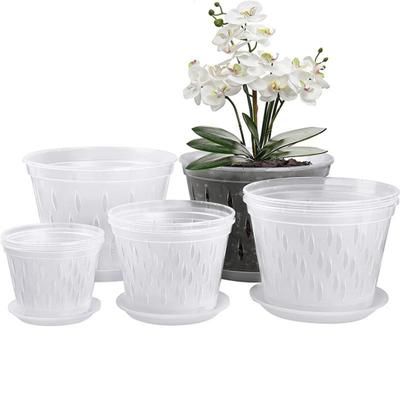 2Pcs Transparent Orchid Pots Flower Planters Side Holes Design Reusable Widely Used Plastic Orchid Pots with Trays