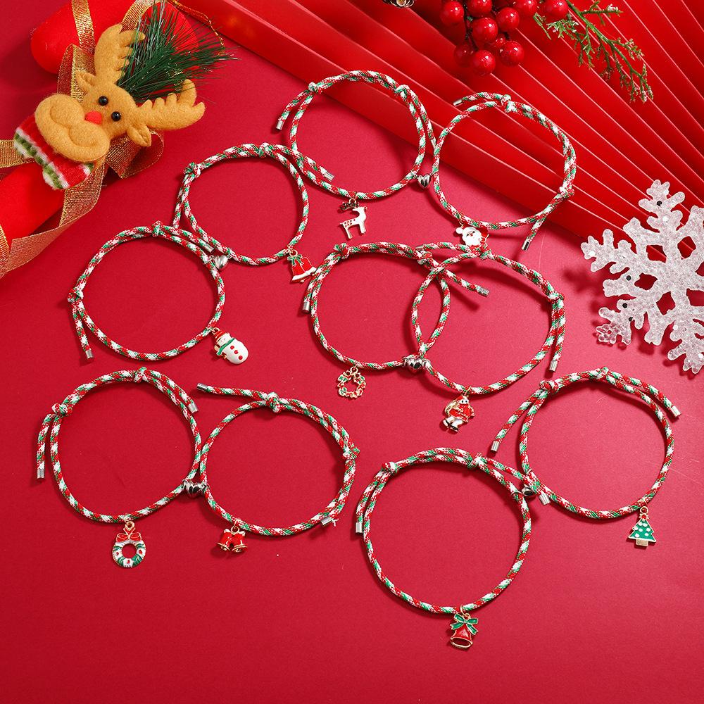 Christmas Jewelry Santa Love Magnet Attract Couple Adjustable Bracelet