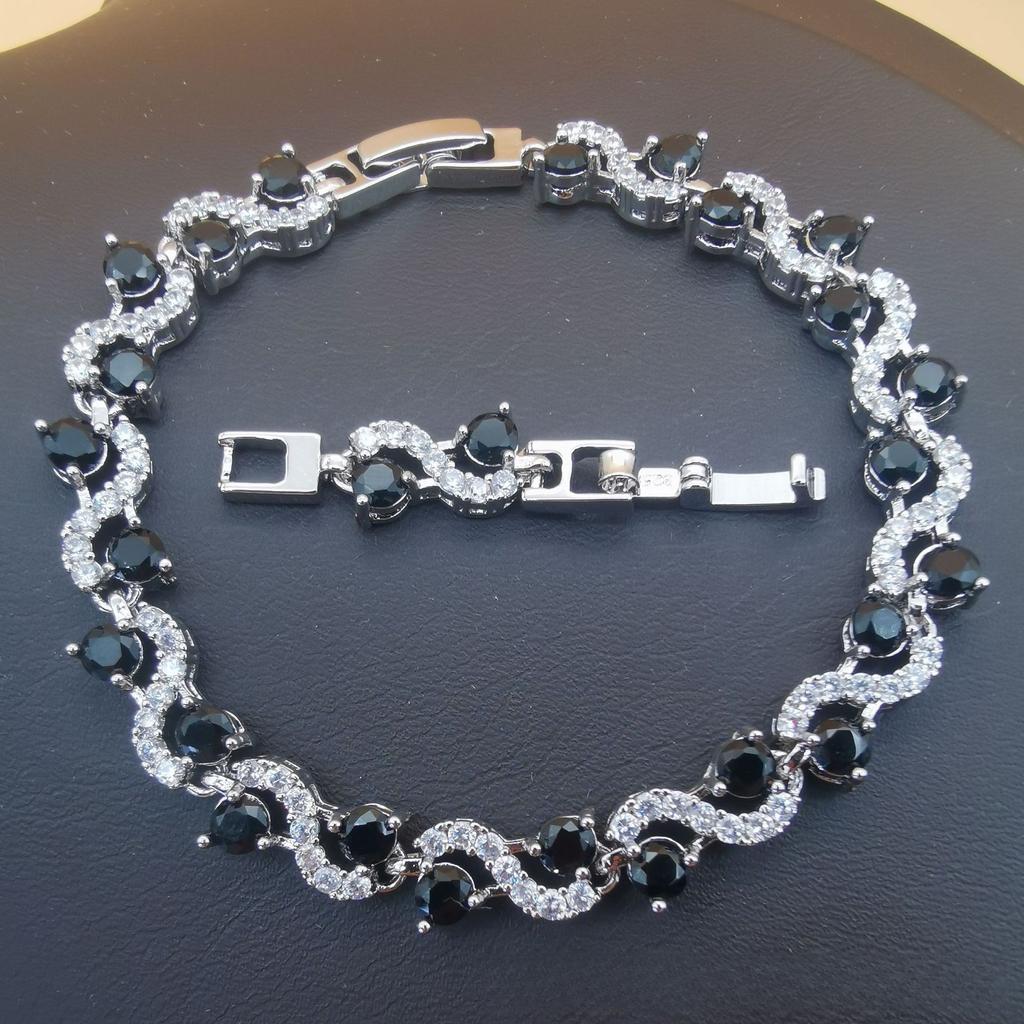 Zircon S Shaped Imitation Tanzanian European and American Bracelet Plated with Platinum Crystal Womens Multi Color