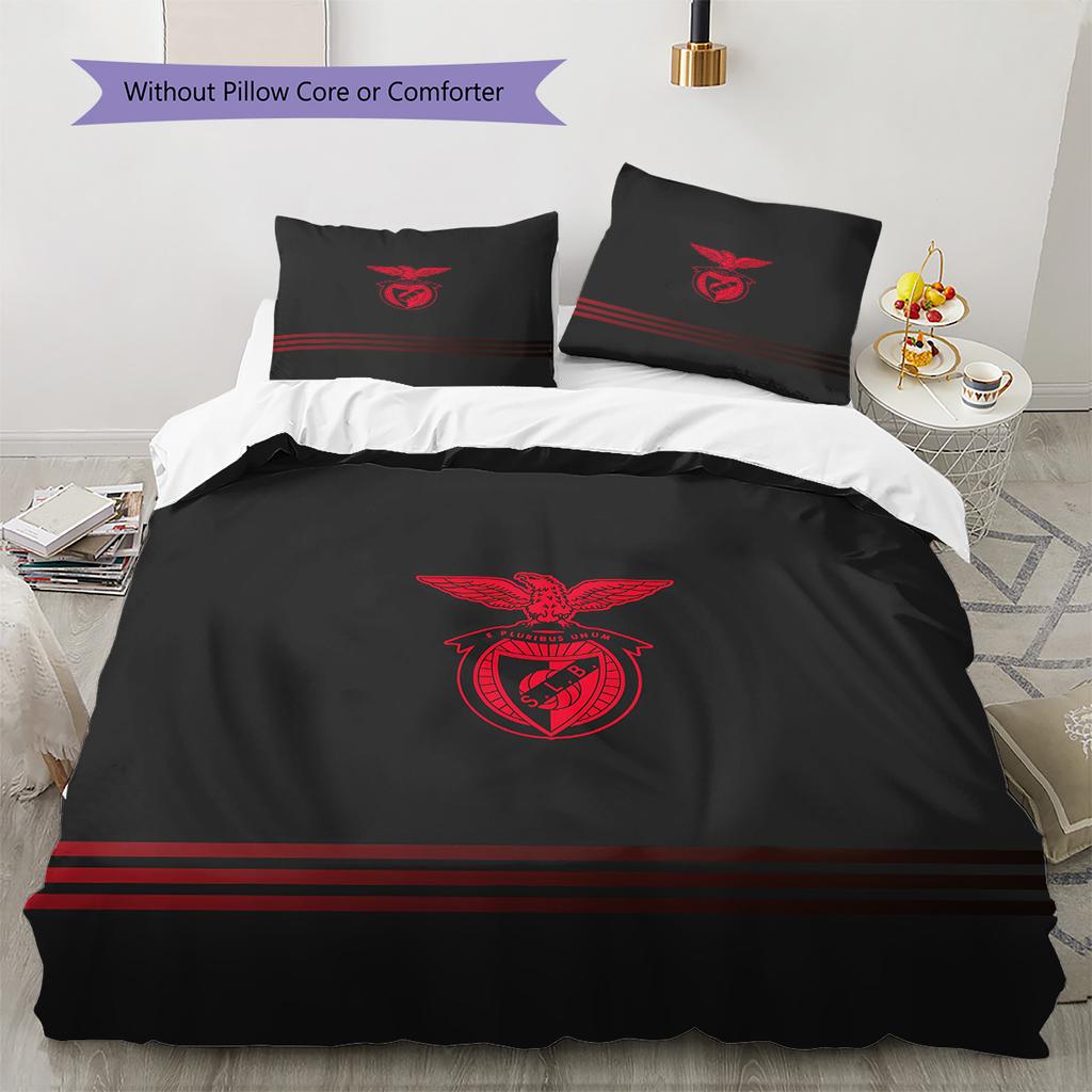 SL Benfica Football Club Pattern Bedding Quilt Set Home Decoration Gift (1 * duvet cover + 2 * pillowcase without core)
