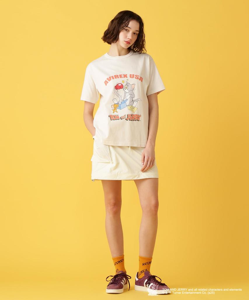 Avirex Tom and Jerry S S T-Shirt, Women's, F 033, Off-White, 783-5135619