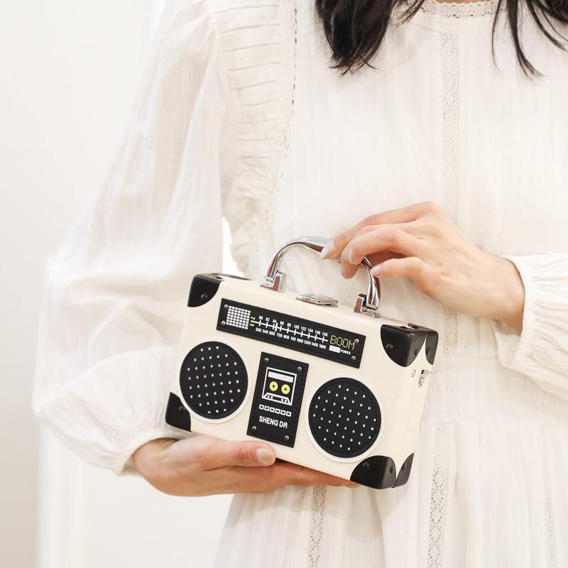 Fashion bags radio box bag 2025 European and American creative personality funny retro shoulder messenger bag women's new models