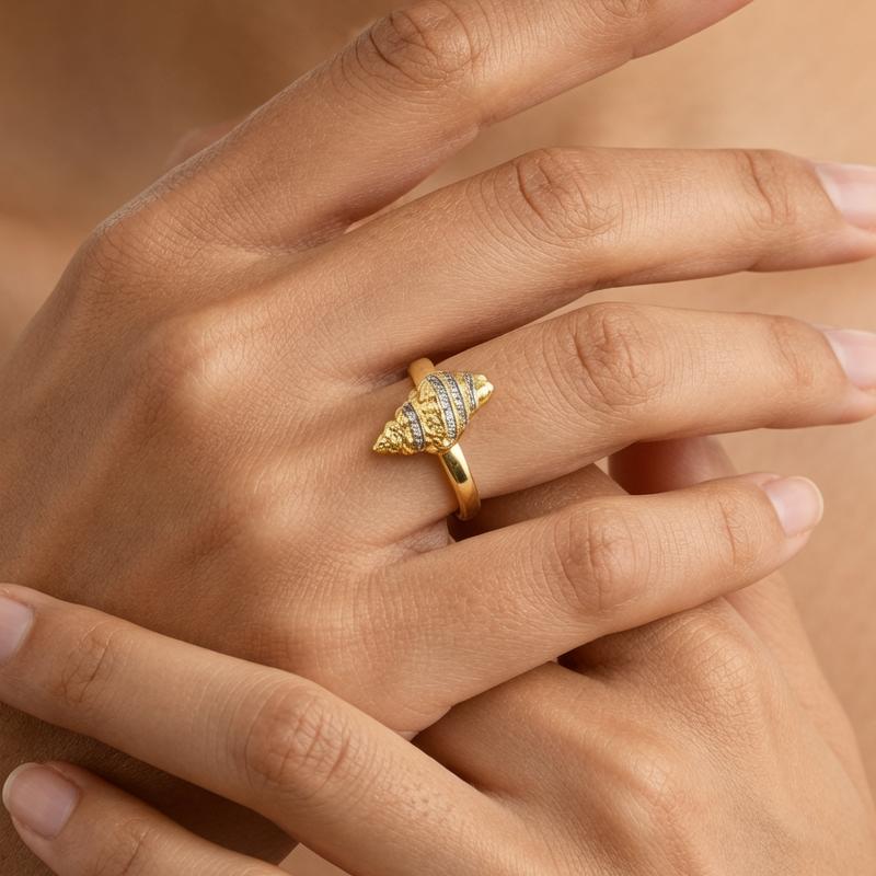 Nidin Trendy Two-Tone Plating Conch Shell Starfish Open Ring Adjustable For Women Minimalist Design Fashion Beach Jewelry Gifts