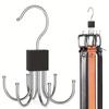 New Wooden Hanger Universal Rotatable Wardrobe Hook Traceless Six-claw Belt Organizer