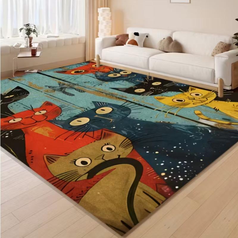 Cat Carpet Soft Anti Slip Rectangular Mat Suitable for Living Room Bedroom and Outdoor Floor Mats Colorful Home Decoration Mats