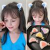 Yousheng Hair Pin 3D Cat Ear Plush Hair Clip Soft Fluffy Vibrant Colors Rounded Metal Clamp Kids Hairpin Autumn Winter Hairstyles School Travel Party