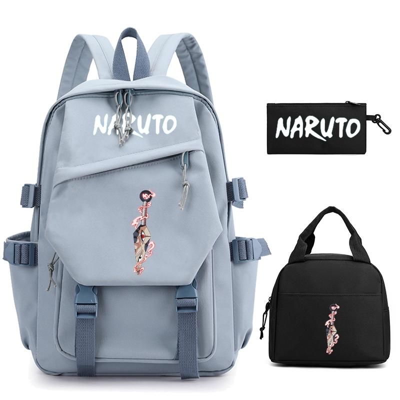 3Pcs/set Anime Naruto Backpack Nylon Backpack with Lunch Bag for Girl Boy Student Back To Schoolbag Men Women Leisure Travel Bag