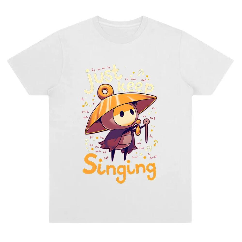 Sherma TShirt Just Keep Singing Hollow Knight Silksong Cartoon Graphic Tee Unisex 100 Cotton Soft Comfort Y2K TShirt S