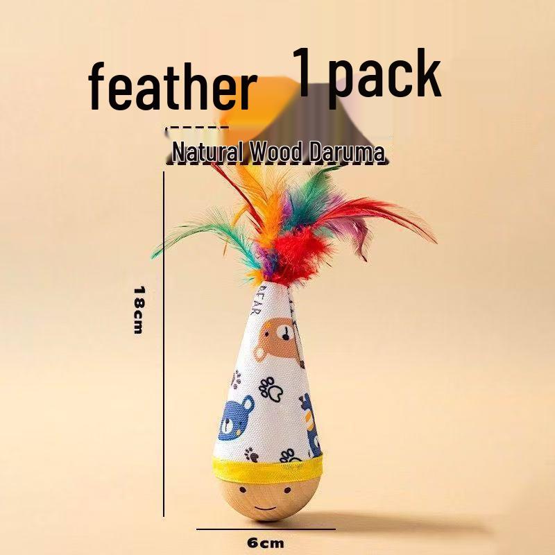 Roly-Poly Cat Toy Feather Teaser for Self-Entertainment and Boredom Relief