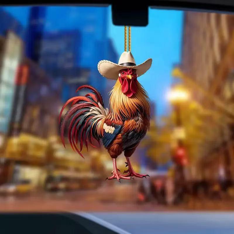 Batoh ve tvaru kohouta a ozdoba přívěsku do auta