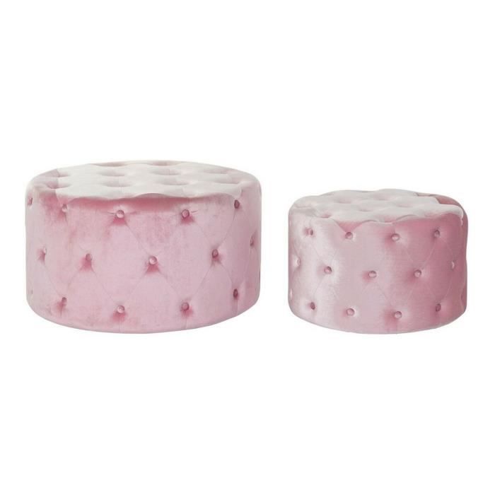 Repose-pied Style Glam Bois, Mdf Rose - Couleur:ROSE