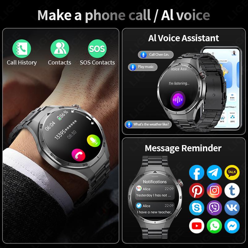SACOSDING  Smart Watch AMOLED Screen IP68 Waterproof Bluetooth Call Man  NFC Smartwatch