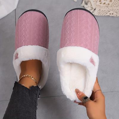 Plush Lined Slippers - Soft Fabric Upper, Comfortable Slip-On Design, Anti-Slip TPR Sole, Perfect for Indoor Home Wear