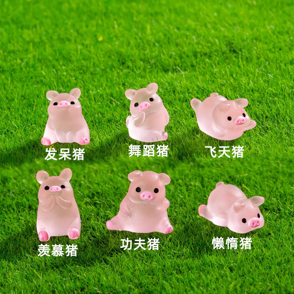 DIY Glow in the Dark Resin Pig Accessories Small Craft Components for Jewelry Making Resin Art Decoration Supplies