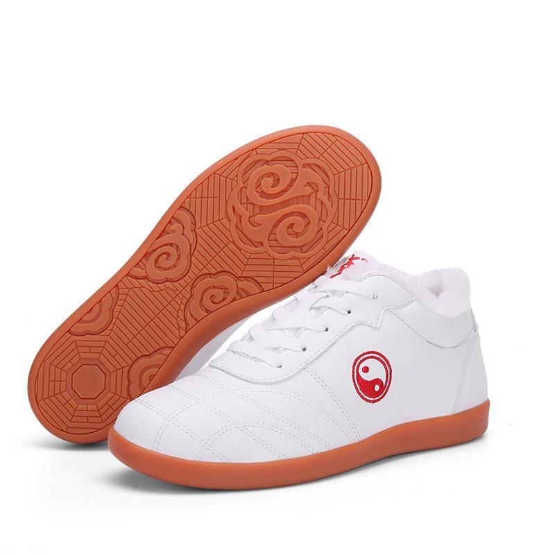 

Профессиональная спортивная обувь для тайцзи-цюань кунг-фу, обувь для тайцзи, мягкая подошва из коровьей кожи и говяжьей жилы, обувь для боевых искусств из натуральной кожи, мужская обувь для практики 46 белый