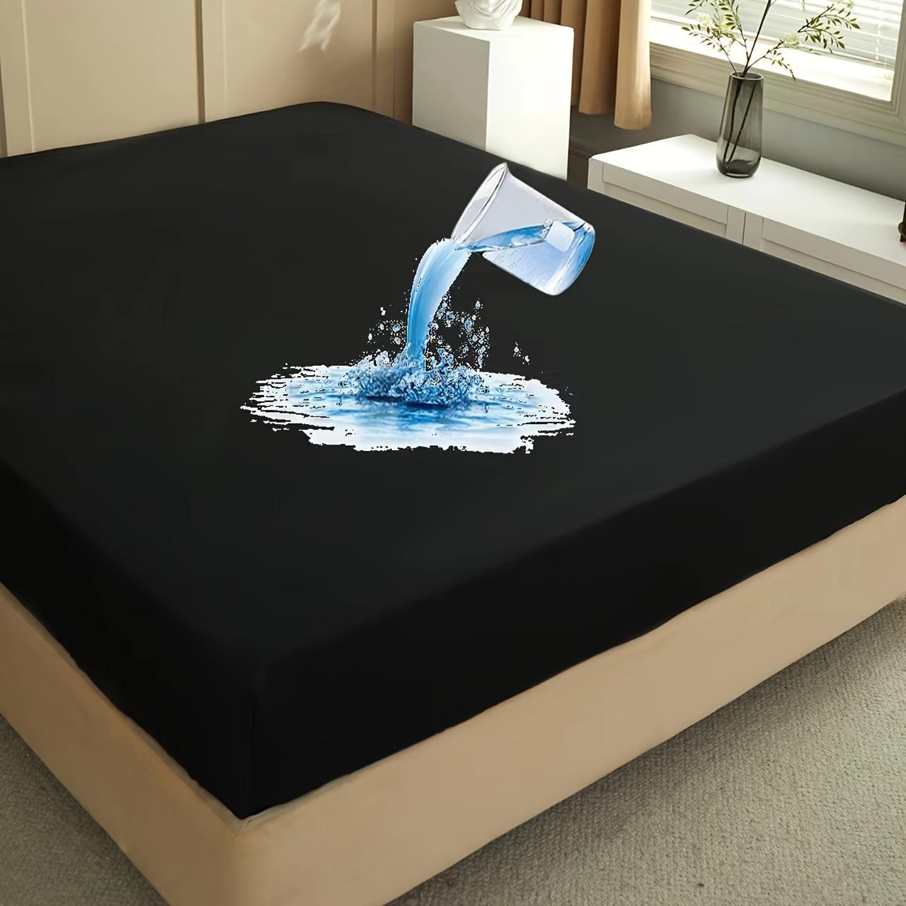 

Waterproof Fitted Sheet Style Breathable Mattress Cover with Deep Pocket Noiseless Bed Cover for Kids Adults Pets, Machine Washable 80X200X30cm чёрный