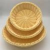 Imitation Rattan Round Fruit Basket Sundry Storage Basket Hand-Woven Picnic Food Storage Box Home Kitchen Storage Supplies