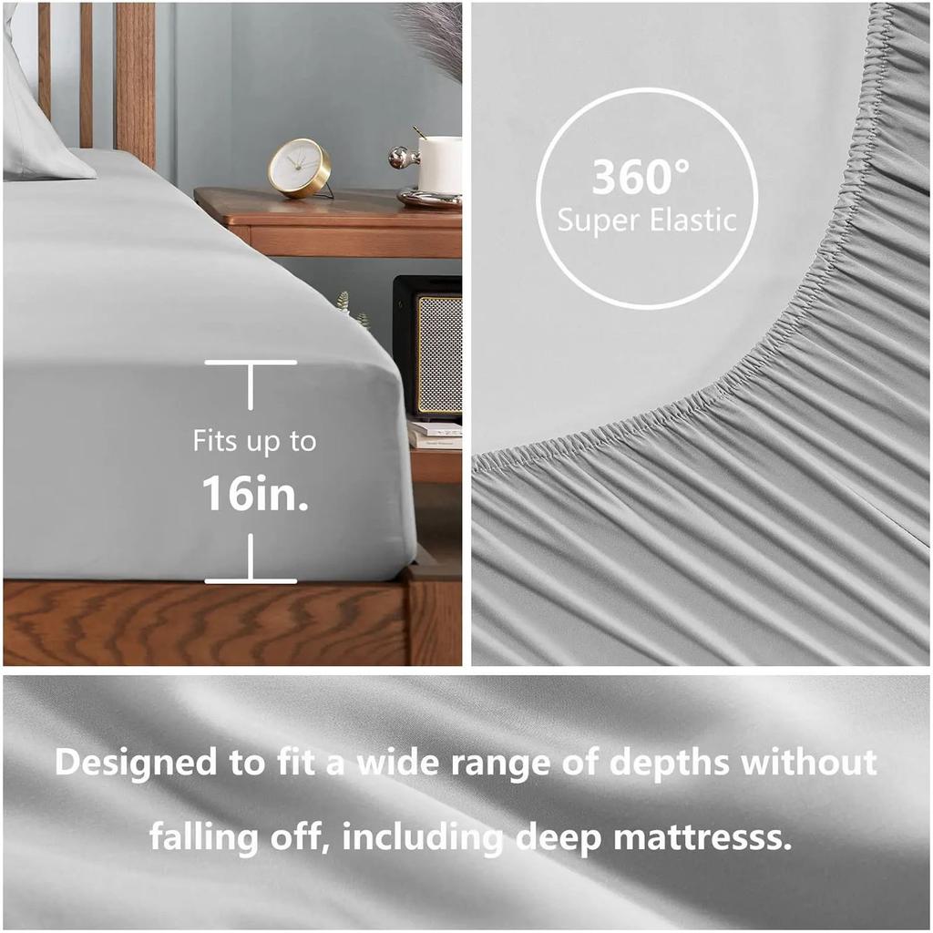 Solid Color Bed Linen Set Sheets Full Sets Mattress Cover Flat And Fitted Sheet With Pillowcases Twin Full Queen King Size