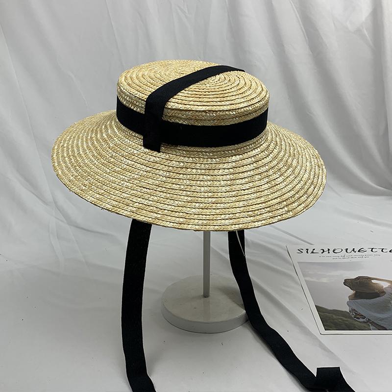 

Womens Summer Straw Hat Lace Up Sun Hats Wide Brim Panama Fedora Beach Hat with Wind Lanyard