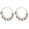 Silver Geometric Metallic Hoop Earrings: Large Round Beads, Contemporary European & American Style